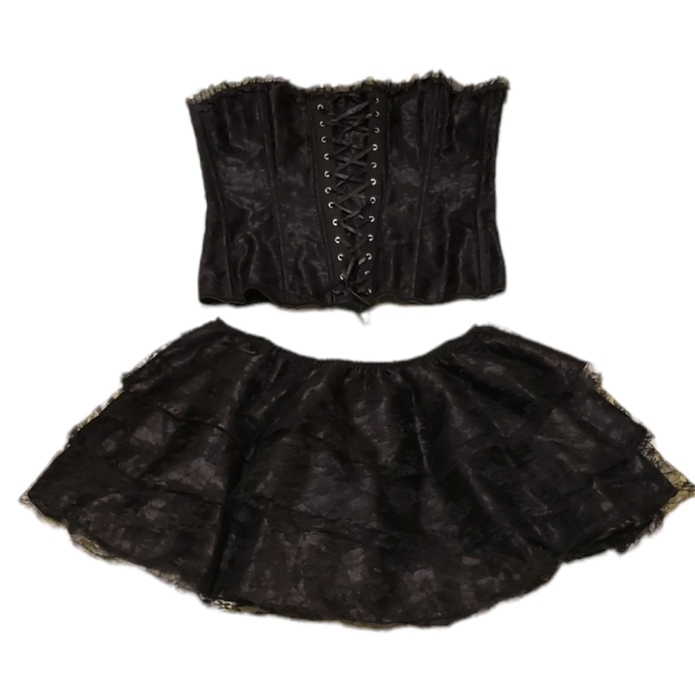 Black lace overlay corset with matching tutu 2xl